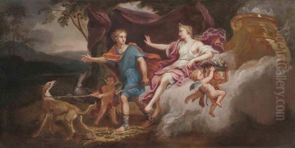 Venus And Adonis Oil Painting by Louis De Boullogne II