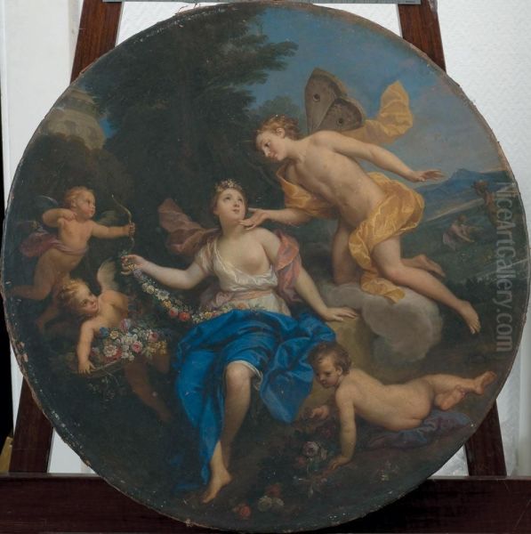 Flore Et Zephyr Oil Painting by Louis de, the Younger Boulogne