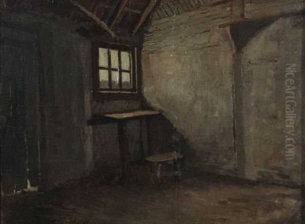 'interieur De Ferme' Oil Painting by Henri De Braeckeleer