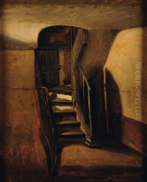 Interieur A L'escalier Oil Painting by Henri De Braeckeleer