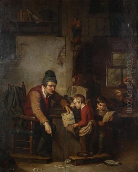 The Teacher Oil Painting by Adrien Ferdinand de Braekeleer