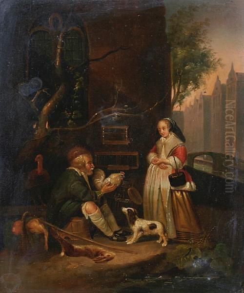 The Poultry Shop Oil Painting by Adrien Ferdinand de Braekeleer