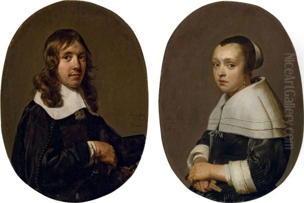 Portrait De Jacob Van Vaerle Et Portrait D'elizabeth Vanvaerle Le Premier Inscrit, Oil Painting by Jan De Bray