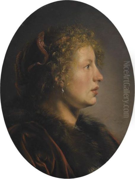 Study Of A Young Woman In Profile Oil Painting by Salomon de Bray