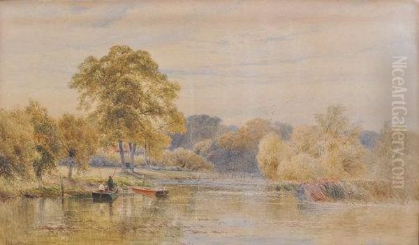 The Weir Backwater Pangbourne On The Thames Oil Painting by Alfred de Breanski