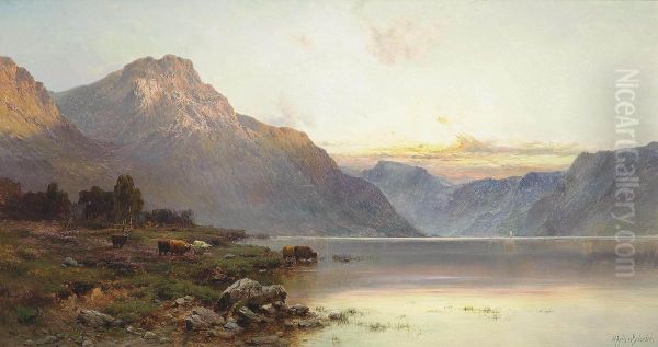 A July Evening, Loch Lomond Oil Painting by Alfred de Breanski