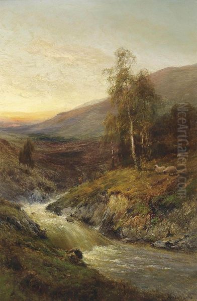 The Falls And Moors Of Inverary Oil Painting by Alfred de Breanski