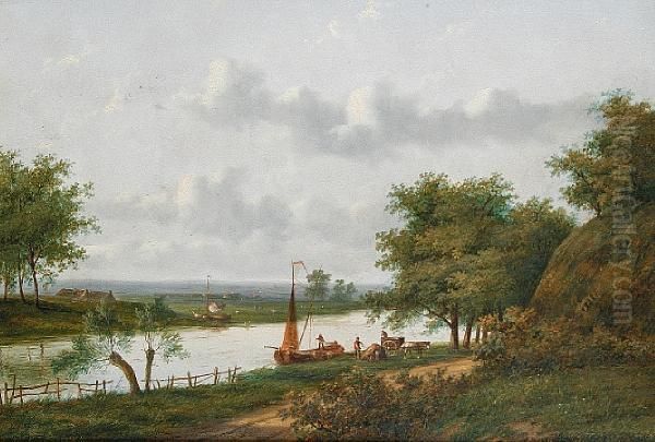 A Canal Scene by Anthony, Anton De Bree