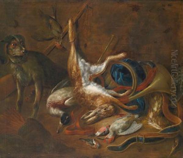 Jagdstillleben Mit Erlegtem Hasen Oil Painting by Bernaert De Bridt