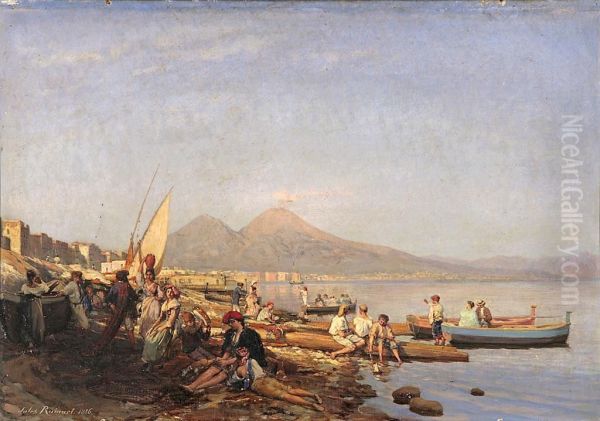 Bahia De Napoles Oil Painting by Jules Ruinart De Brinant