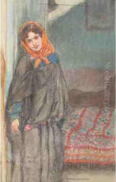 Jeune Femme De Tunis Oil Painting by Alexis Louis De Broca