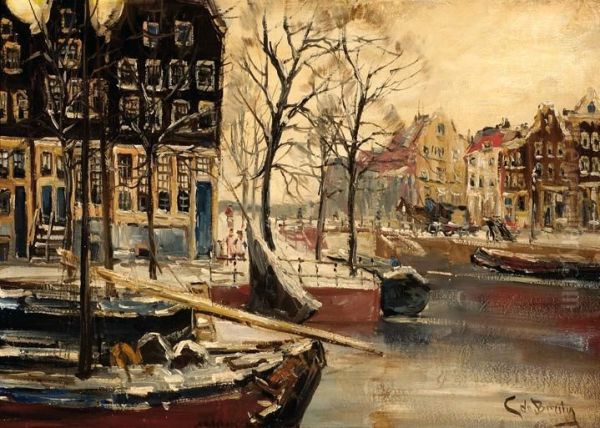 Korte Prinsengracht Corner Of Brouwersgracht Oil Painting by Cornelis De Bruin