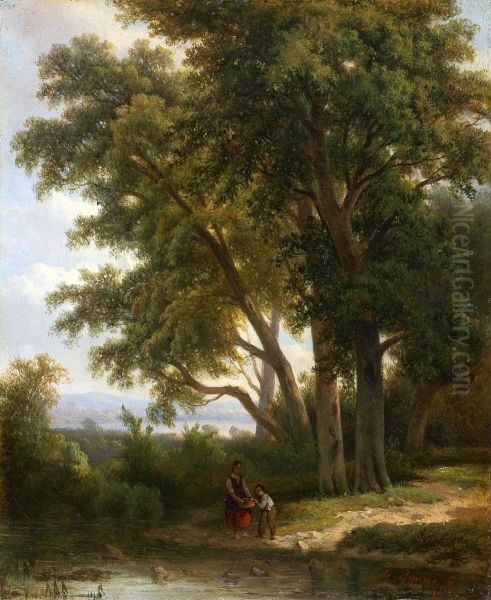 Bewaldete Landschaft Oil Painting by Adrianus Henrikus De Bruine