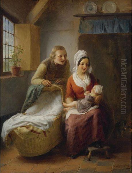 The First Born Oil Painting by Frans Ant., Francois De Bruycker