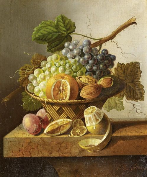 Still Life With Fruit Oil Painting by Cornelis Johannes De Bruyn