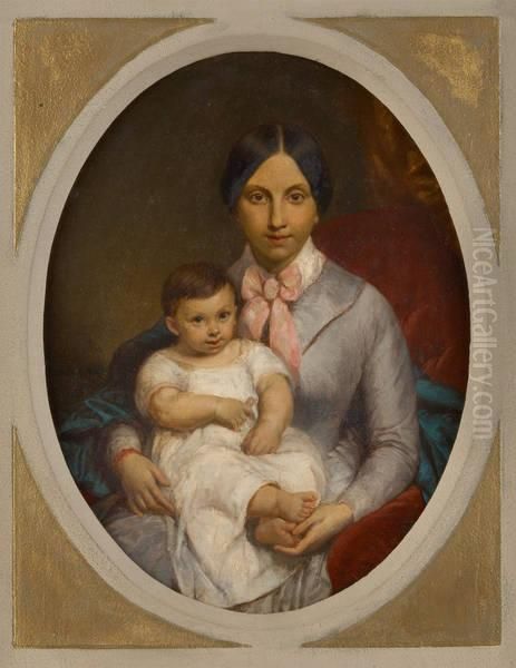 Mere Et Son Enfant Oil Painting by Henri De Caisne