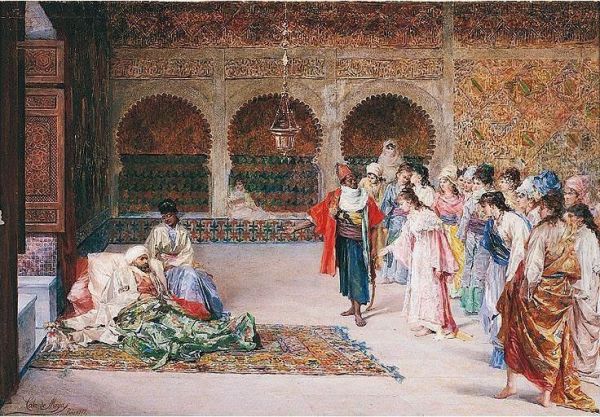 The Presentation In The Harem Oil Painting by Jose De Cala Y Moya