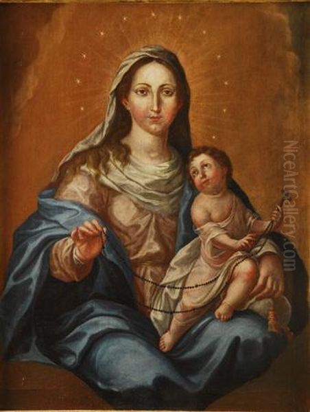 Nuestra Senora Del Rosario Oil Painting by Jose De Campeche