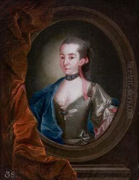 Retrato De Dama De Corte Oil Painting by Jose De Campeche