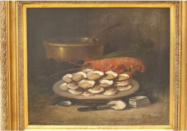 Nature Morte Aux Huitres Et A La Langouste Oil Painting by A. De Caranza