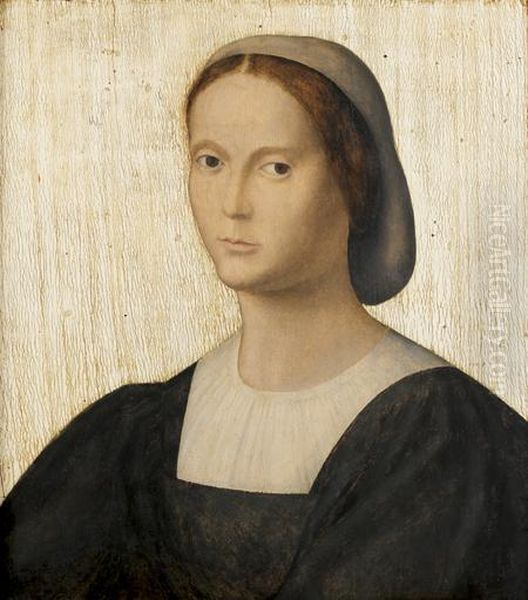 Portrait De Femme A La Coiffe Oil Painting by Jacopo De Carolis