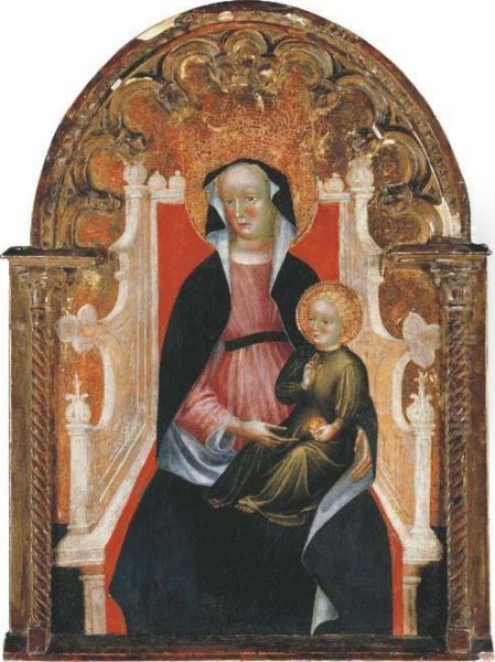 The Madonna And Child Enthroned Oil Painting by Antonio De Carro