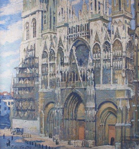 La Cathedrale De Rouen Oil Painting by Paul De Castro