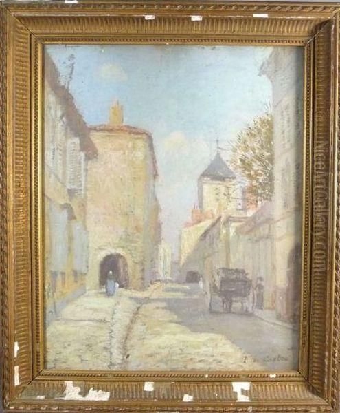  Rue De Village  Oil Painting by Paul De Castro