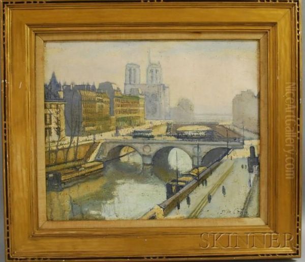 View Of Paris And Village Oil Painting by Paul De Castro