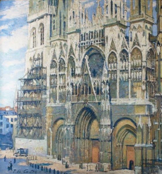 La Cathedrale De Rouen Oil Painting by Paul De Castro