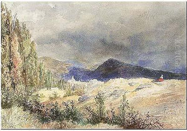 Paisaje Con El Escorial Al Fondo Oil Painting by Pedro Perez De Castro