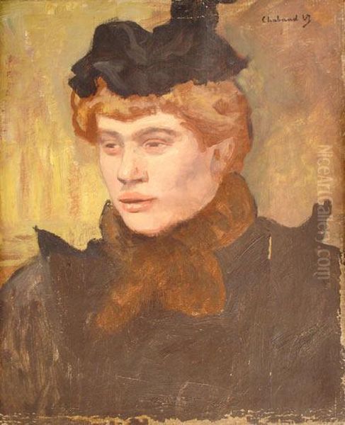 Portrait De Femme Au Chapeau Et Au Col De Fourrure Oil Painting by Raymond De Chabaud La Tour