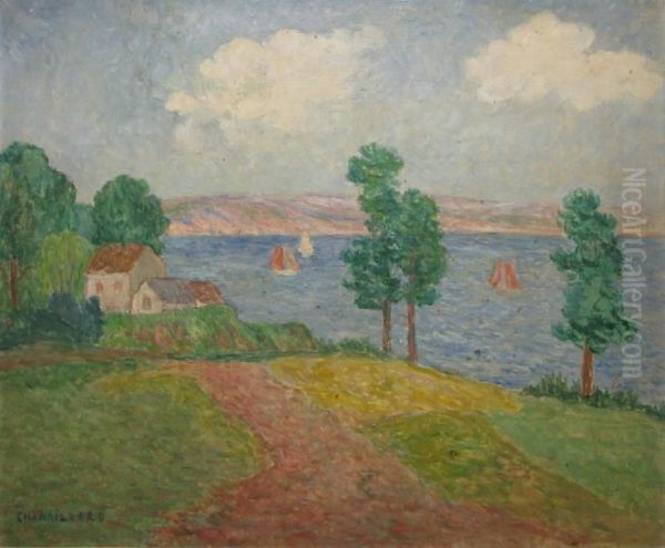 Bord De Mer Aux Voiliers Oil Painting by Ernest Ponthier De Chamaillard