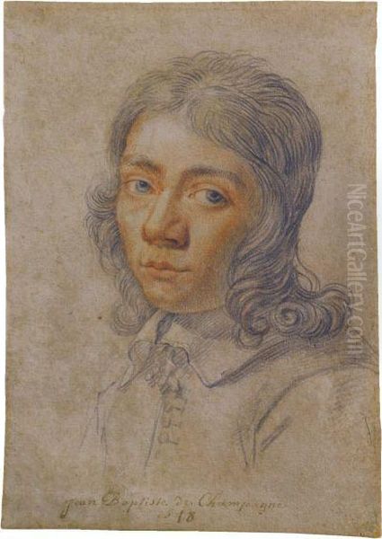 Self-portrait At The Age Of Seventeen, Head And Shoulders Turned Tothe Left Oil Painting by Jean-Baptiste De Champaigne