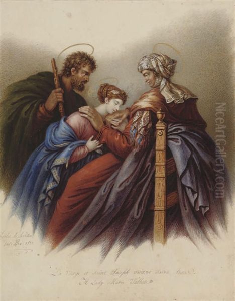 The Virgin And St. Joseph Visiting St. Anne Oil Painting by Charles de Chatillon