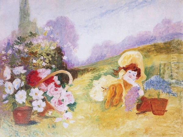 Sieste Dans Le Parc Oil Painting by Marcel De Chollet