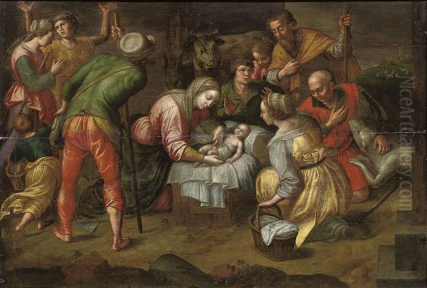 The Adoration Of The Shepherds Oil Painting by Hendrick De Clerck