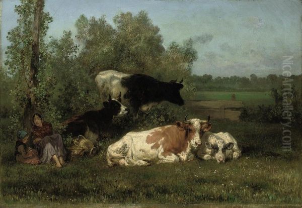 A Rest On The Way To Market Oil Painting by Xavier De Cock