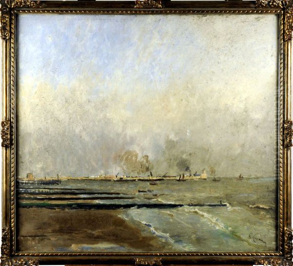 Zeebrugge Oil Painting by Joseph Fr. De Coene