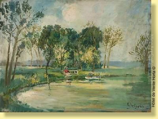 Les Plaisirs De L'etang Oil Painting by Joseph Fr. De Coene