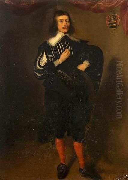 Portrait Of Mr Baker, Full Length Oil Painting by Adam de Colone