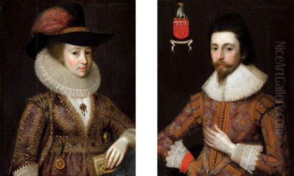 Portraits Of Sir Thomas Cowdray; And His Wife, Lady Cowdray Oil Painting by Adam de Colone