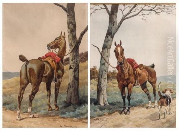 Cheval Appartenant A Monsieur Henri D Oil Painting by Charles Fernand de Condamy