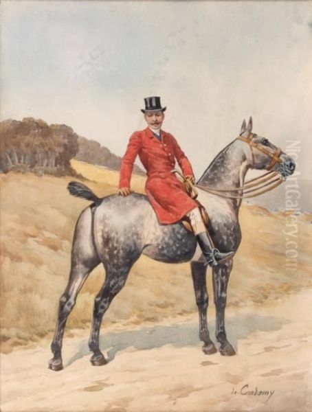 Cavalier A L'arret Oil Painting by Charles Fernand de Condamy