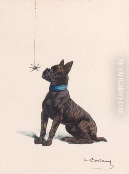 Chien A L'araignee Oil Painting by Charles Fernand de Condamy