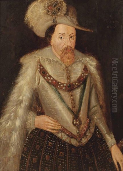 Portrait Of King James I Of England Oil Painting by John de Critz