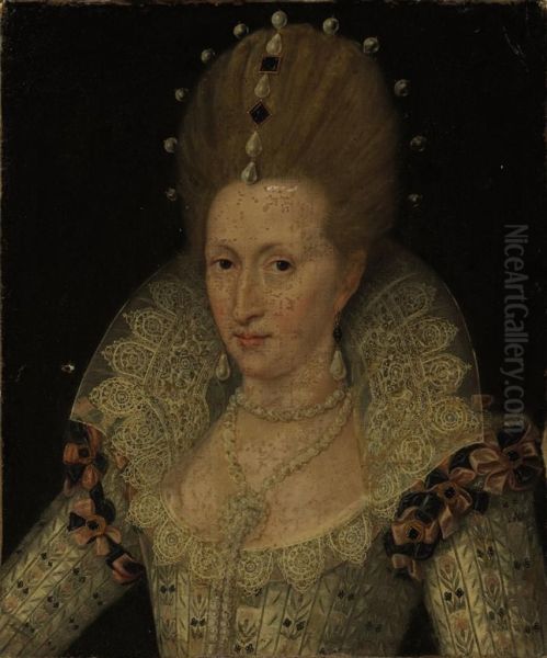 Portrait Of Queen Anne Of Denmark Oil Painting by John de Critz