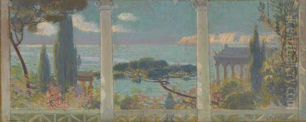 Mediterranean Seascape Oil Painting by William Leftwich De Dodge