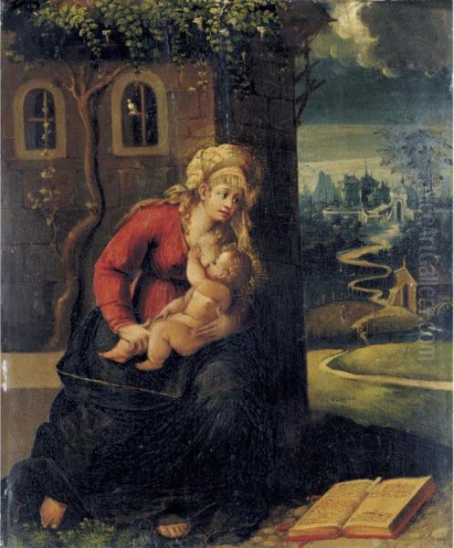 Madonna And Child With A Book Oil Painting by Battista Dossi