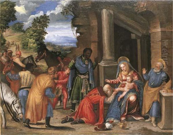 The Adoration Of The Magi Oil Painting by Battista Dossi